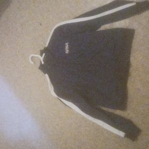 Large kid, NASA jacket navy blue with white stripes on the sleeves
